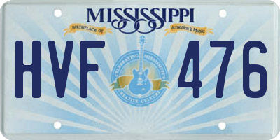 MS license plate HVF476