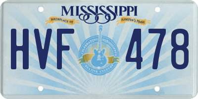 MS license plate HVF478