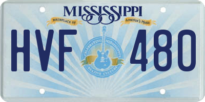 MS license plate HVF480