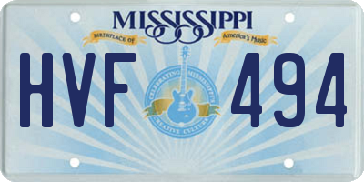 MS license plate HVF494