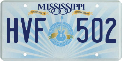 MS license plate HVF502