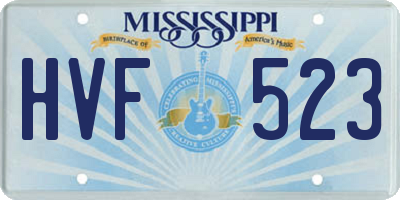MS license plate HVF523