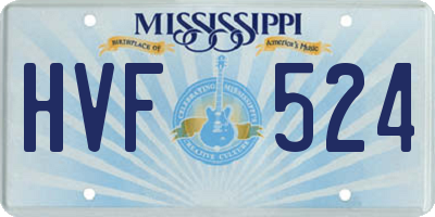 MS license plate HVF524