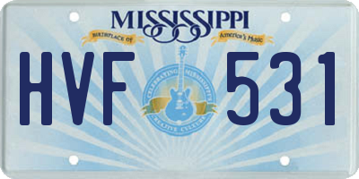 MS license plate HVF531