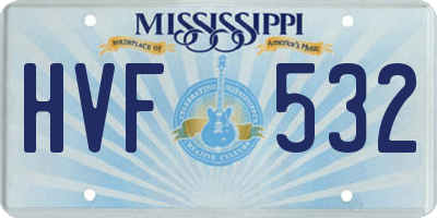 MS license plate HVF532