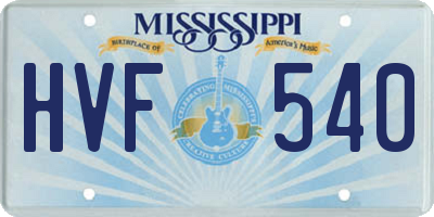 MS license plate HVF540