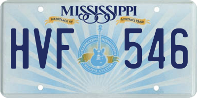 MS license plate HVF546