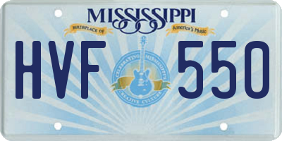 MS license plate HVF550