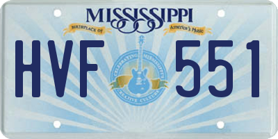 MS license plate HVF551