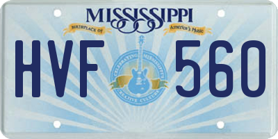 MS license plate HVF560