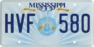 MS license plate HVF580