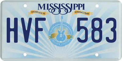 MS license plate HVF583