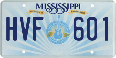 MS license plate HVF601
