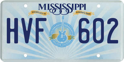 MS license plate HVF602