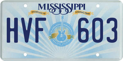 MS license plate HVF603
