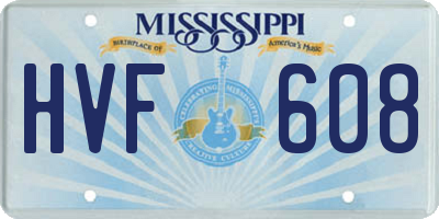 MS license plate HVF608