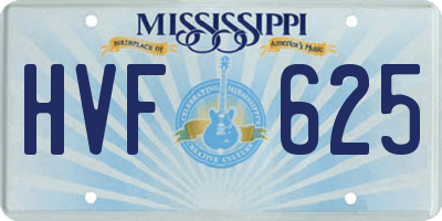 MS license plate HVF625