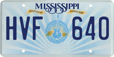 MS license plate HVF640