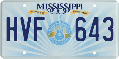 MS license plate HVF643
