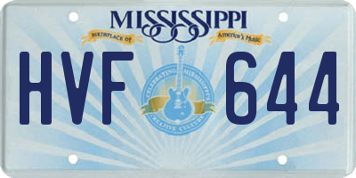 MS license plate HVF644