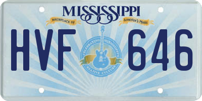 MS license plate HVF646