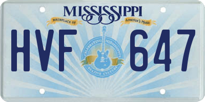 MS license plate HVF647