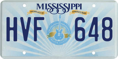 MS license plate HVF648