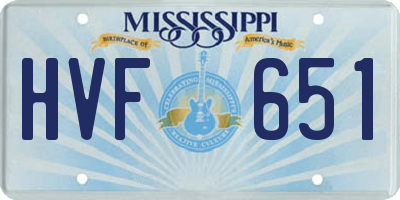 MS license plate HVF651
