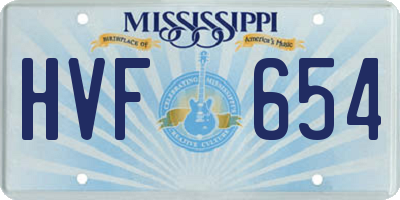 MS license plate HVF654