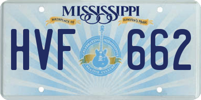 MS license plate HVF662