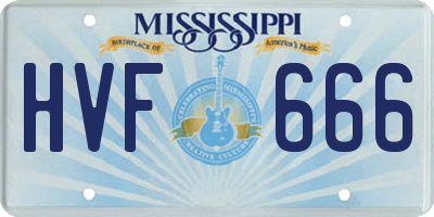MS license plate HVF666