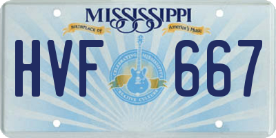MS license plate HVF667