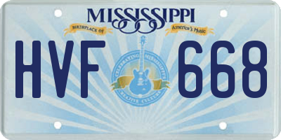 MS license plate HVF668
