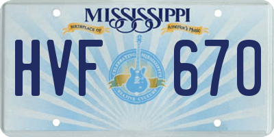 MS license plate HVF670