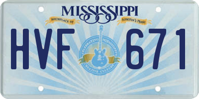 MS license plate HVF671