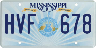 MS license plate HVF678