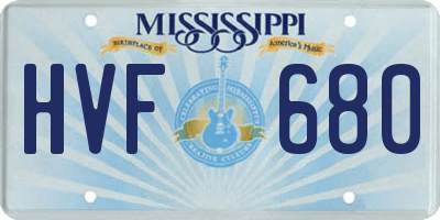MS license plate HVF680