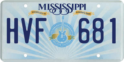 MS license plate HVF681