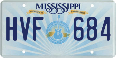 MS license plate HVF684