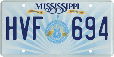 MS license plate HVF694
