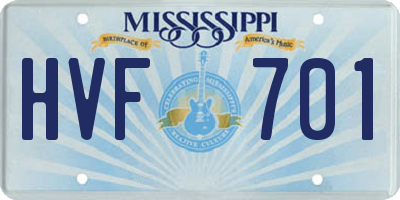 MS license plate HVF701