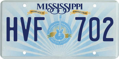 MS license plate HVF702