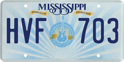 MS license plate HVF703