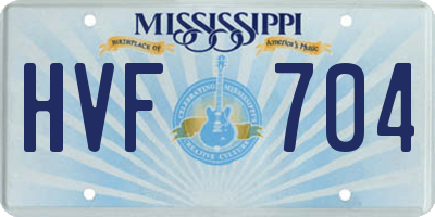 MS license plate HVF704