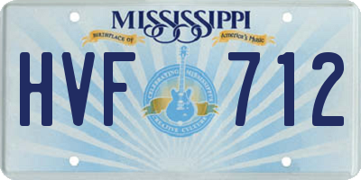 MS license plate HVF712