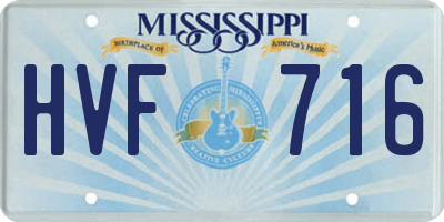 MS license plate HVF716