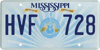 MS license plate HVF728
