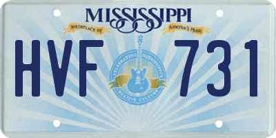 MS license plate HVF731