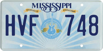 MS license plate HVF748