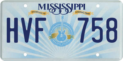MS license plate HVF758